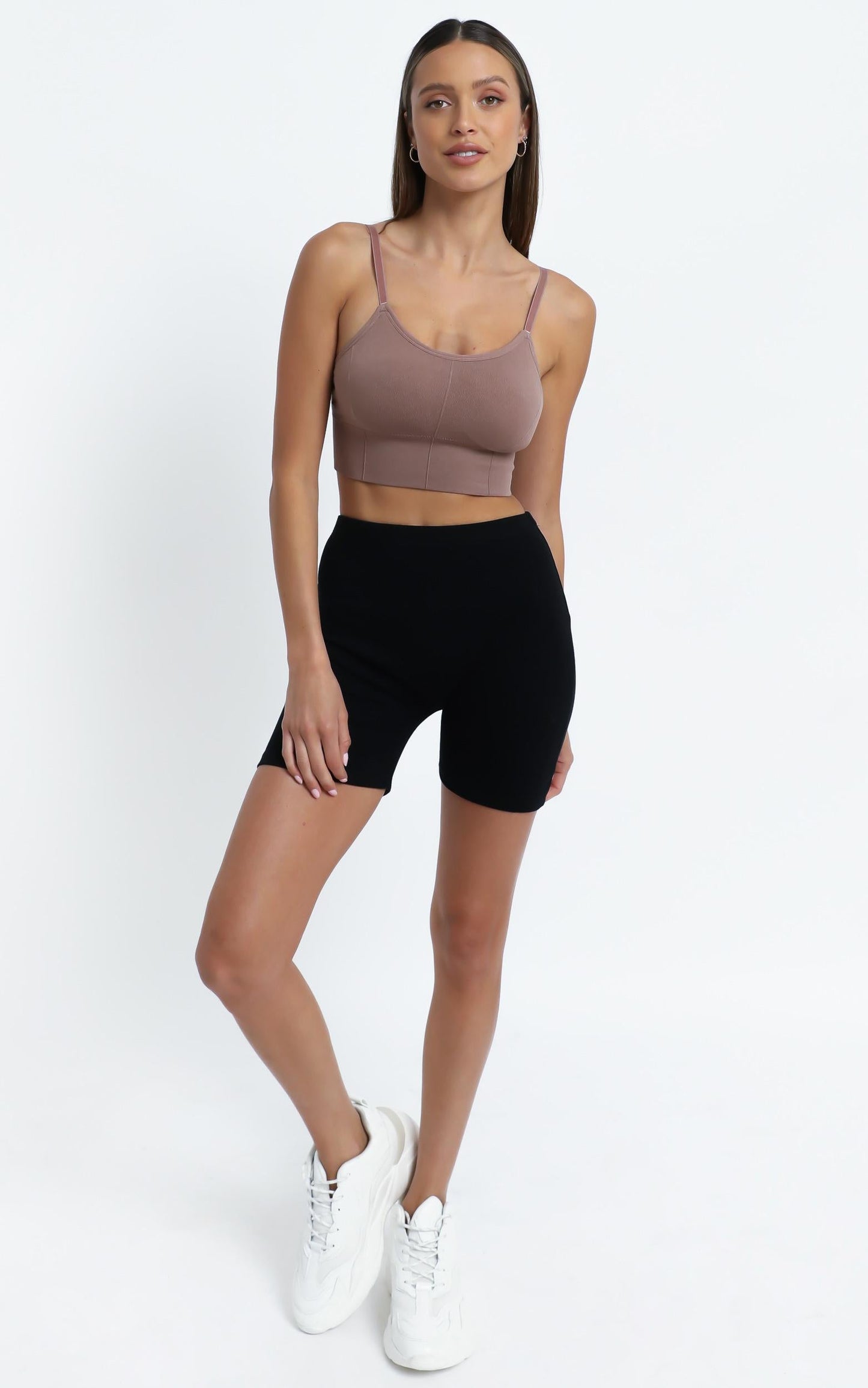 Pauly Activewear Crop Top in Mocha