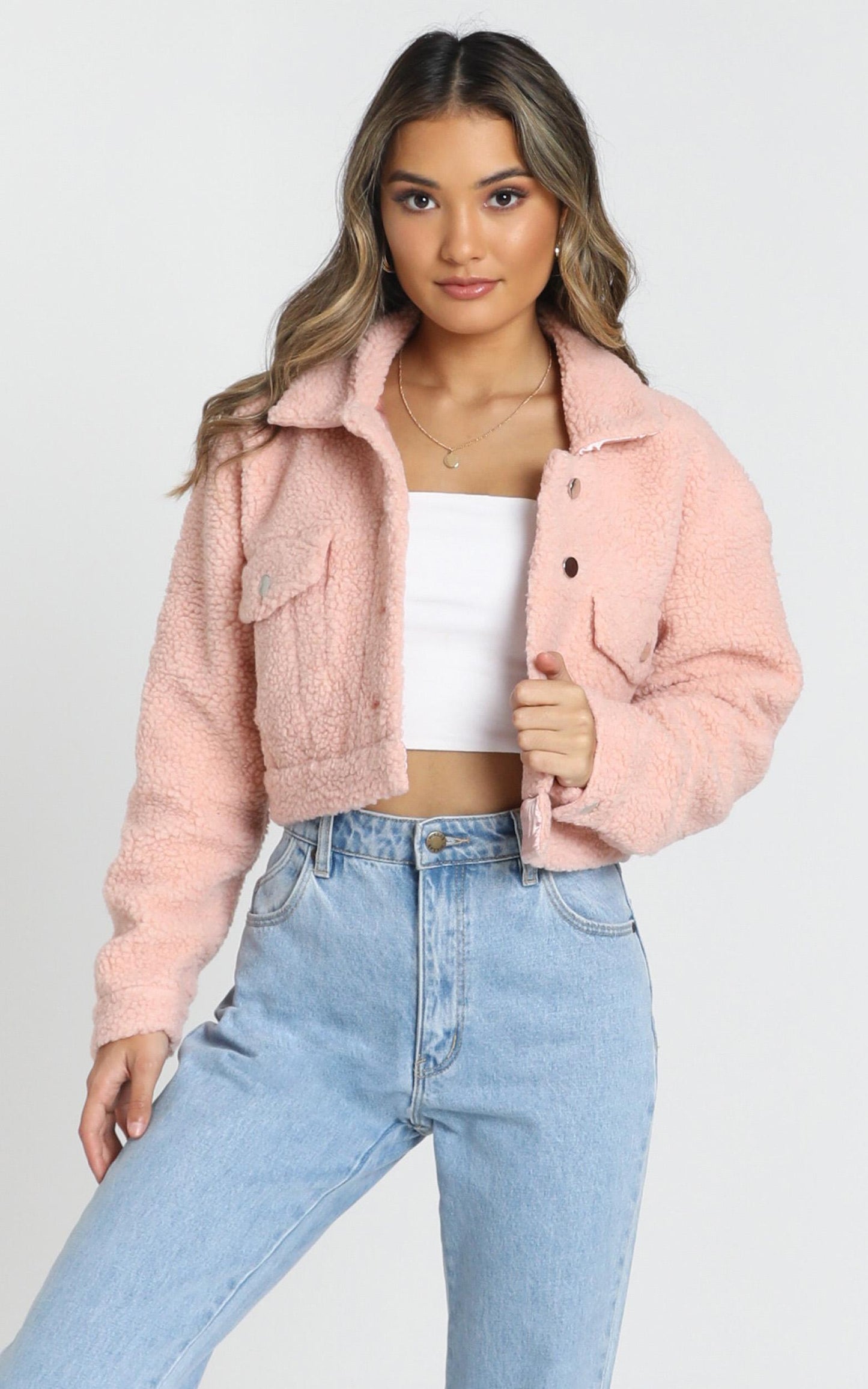 Team Spirit Teddy Jacket In Blush Teddy