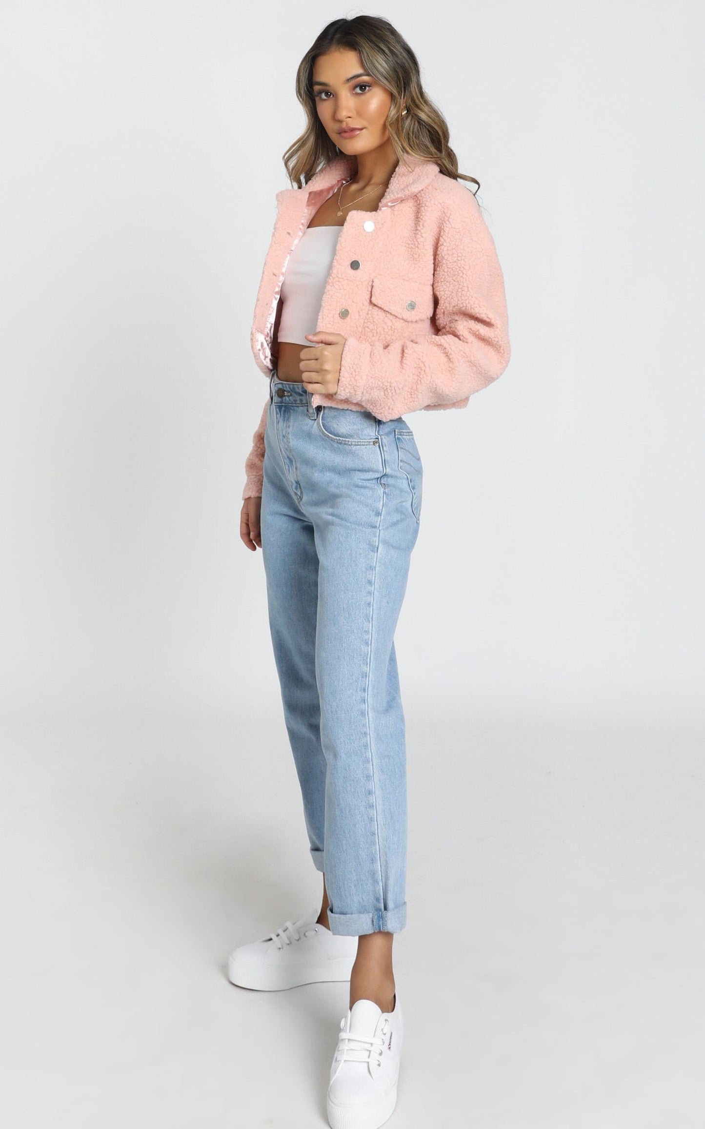 Team Spirit Teddy Jacket In Blush Teddy