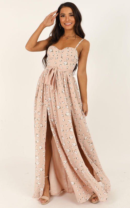 Tear Drops Dress In Blush Floral