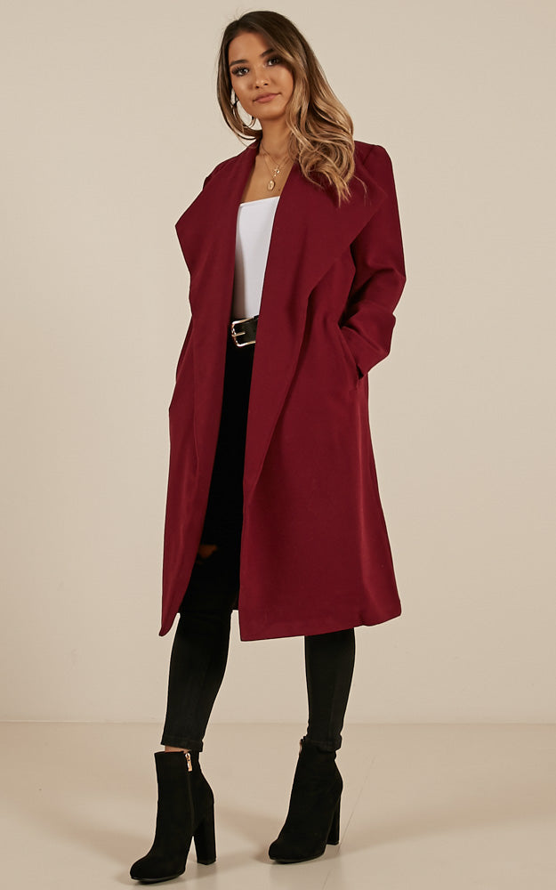 Temporary Love Coat In Wine