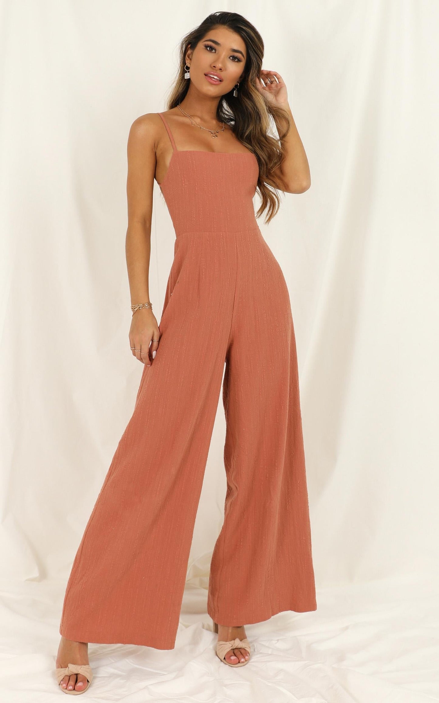 Tending Love Jumpsuit In Rust