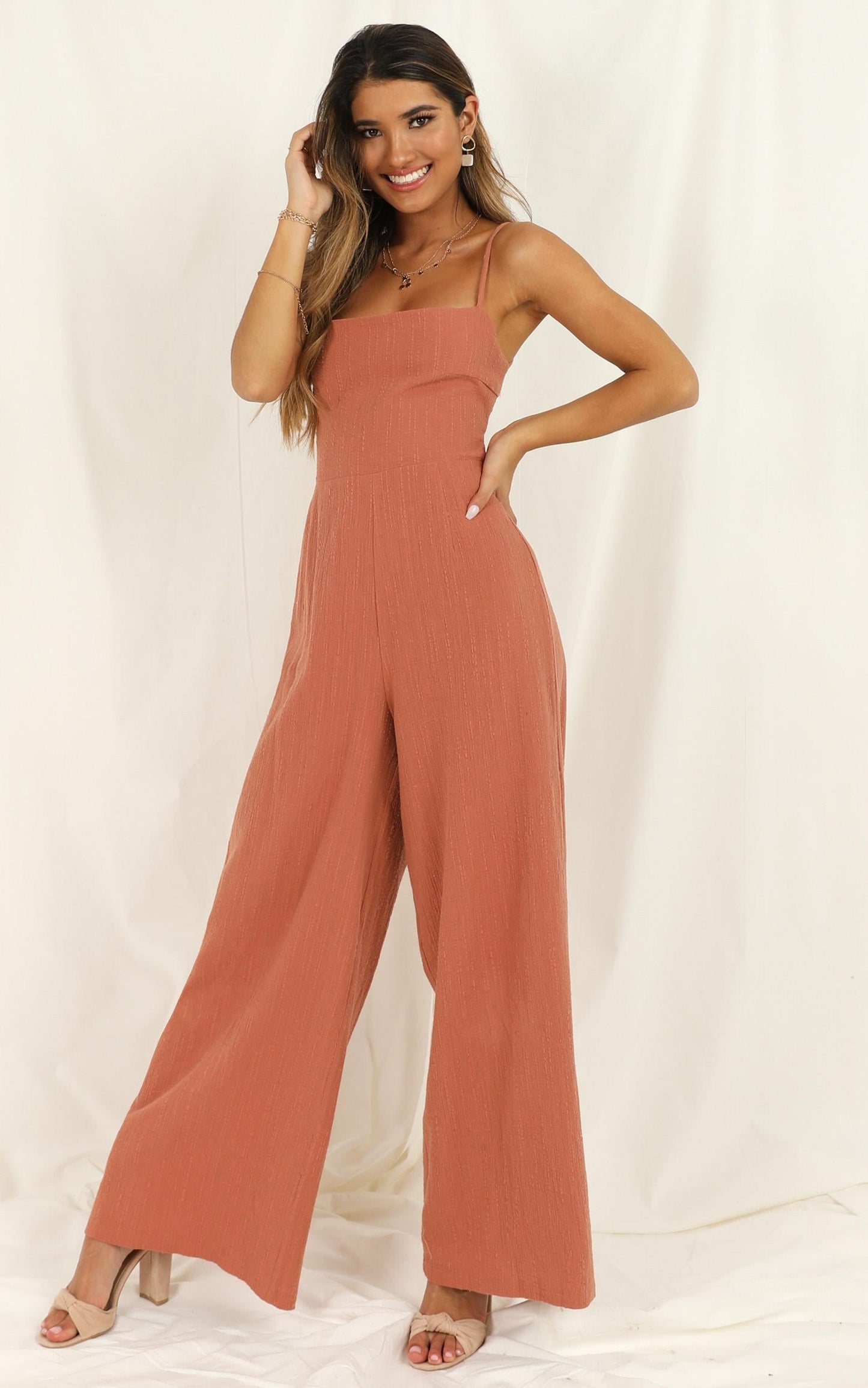 Tending Love Jumpsuit In Rust