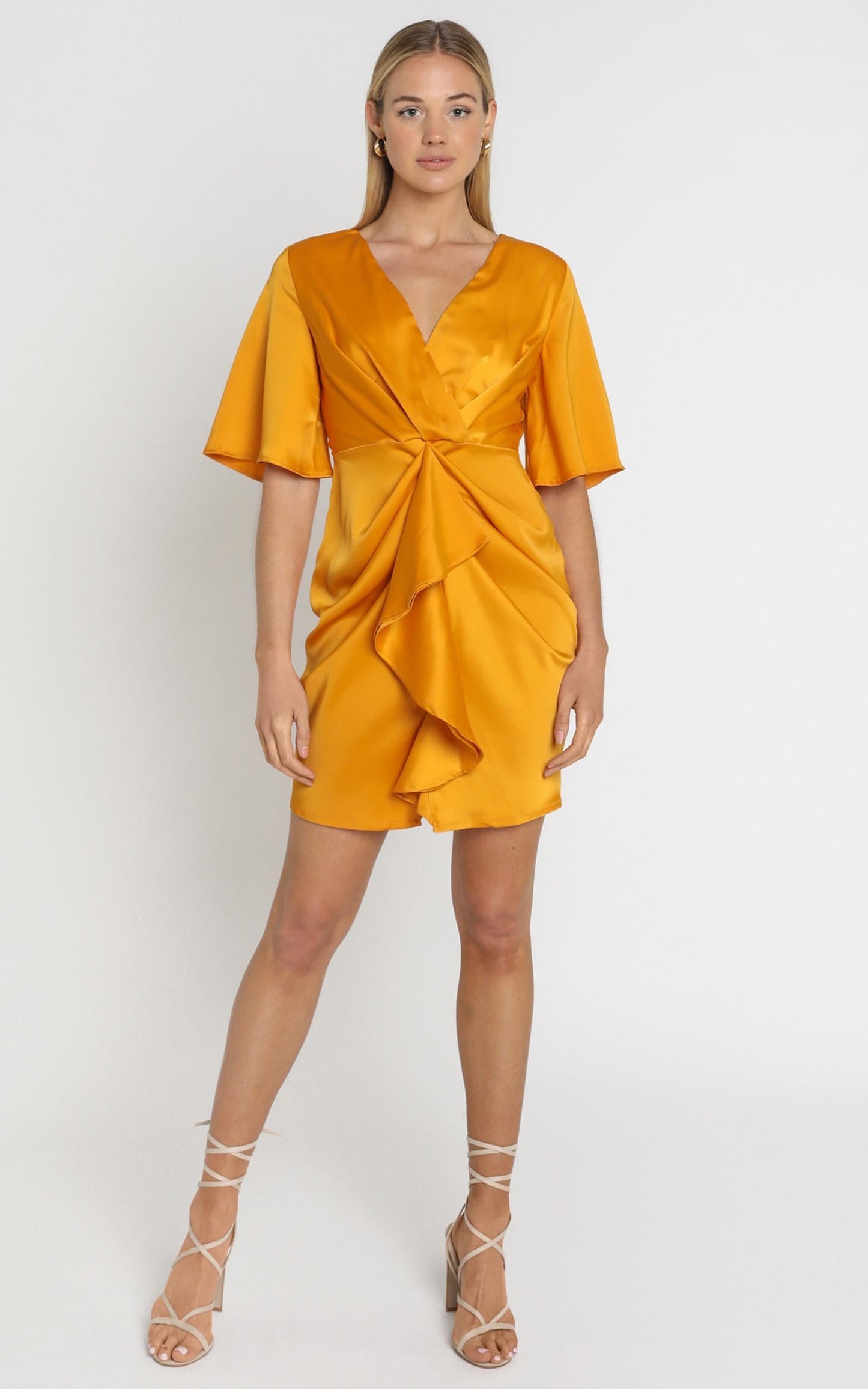 Spread Your Love Dress In Tangerine Satin