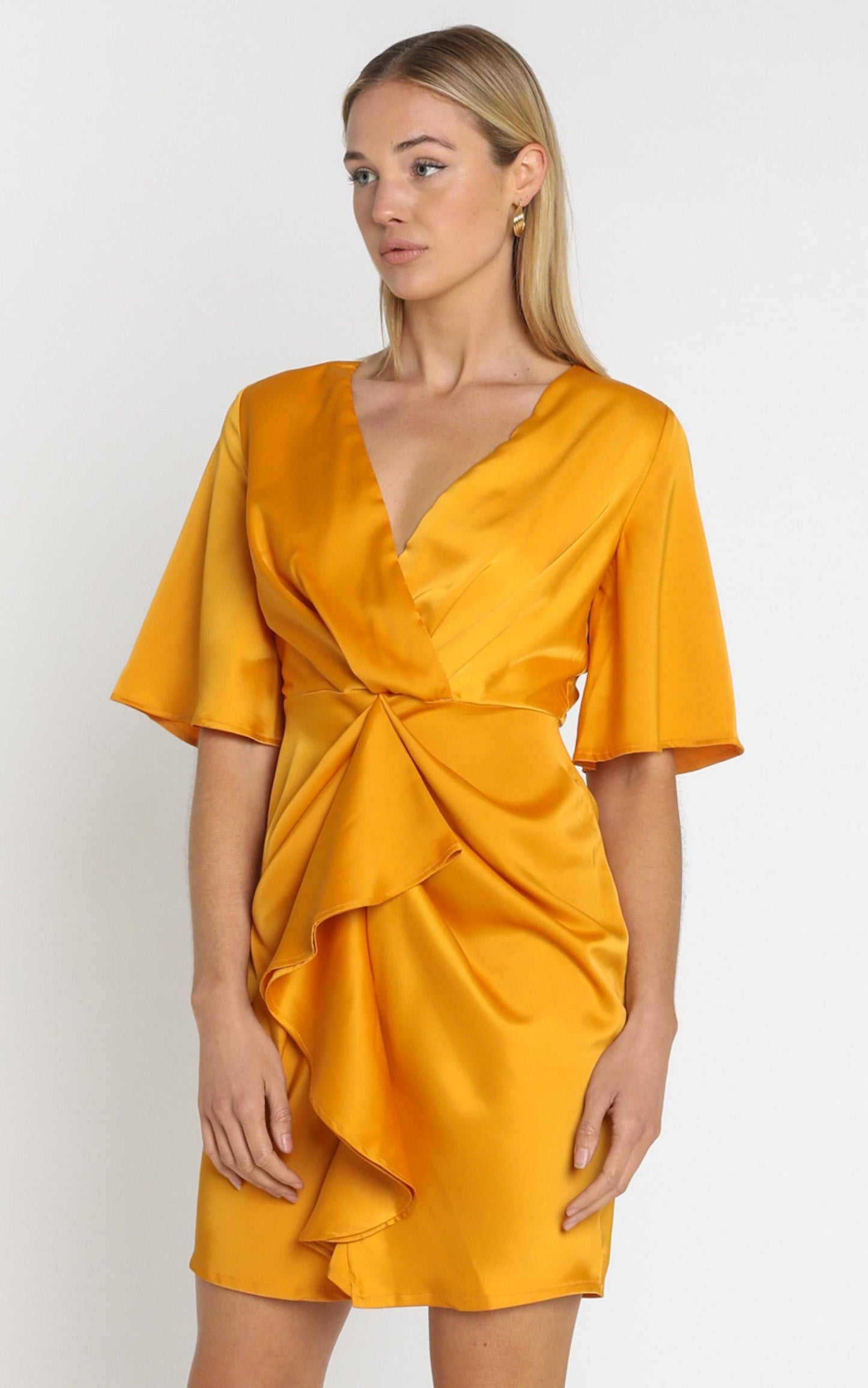 Spread Your Love Dress In Tangerine Satin