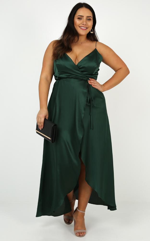 The Countess Dress In Emerald Satin