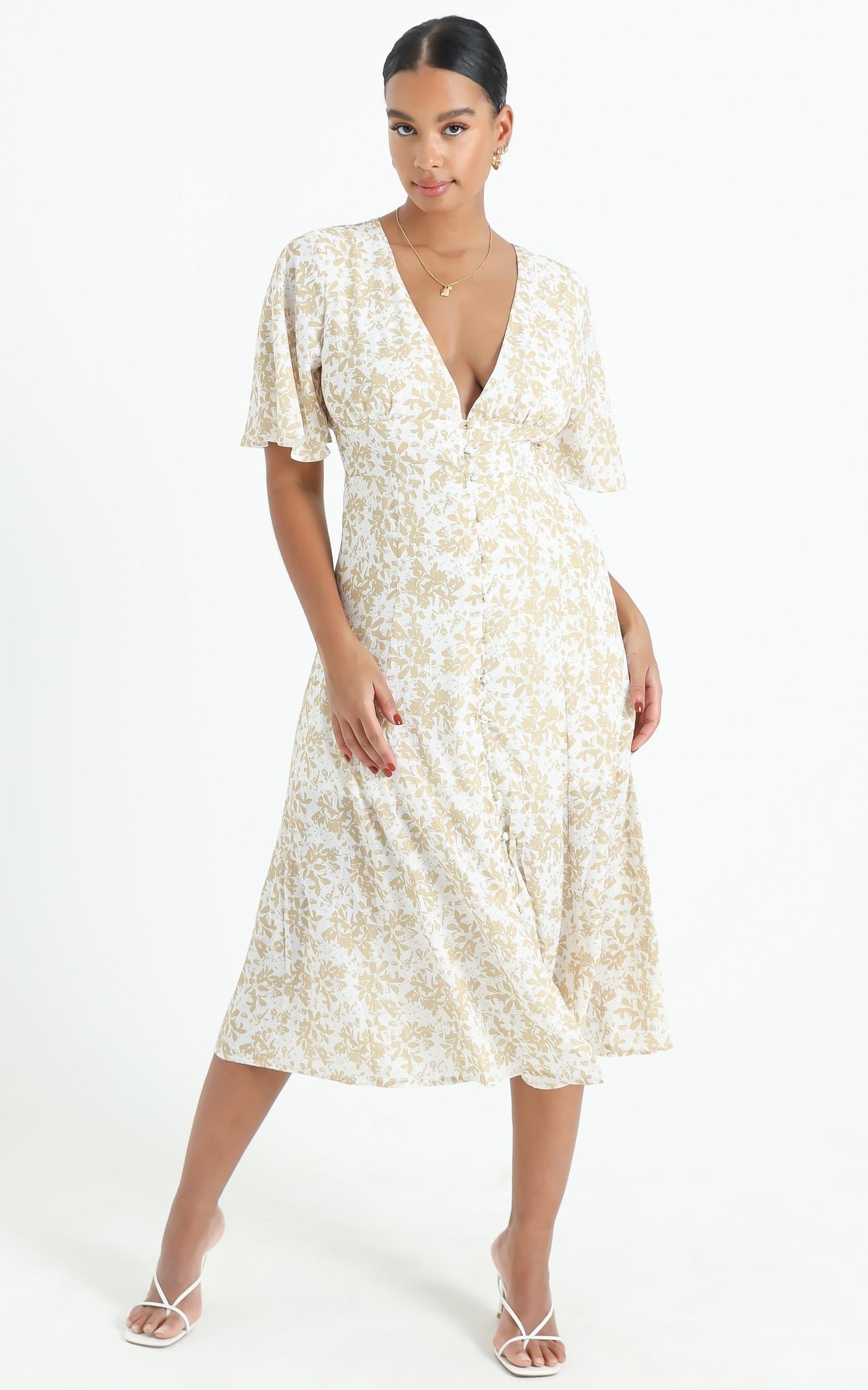 Thea Dress in Mustard Floral