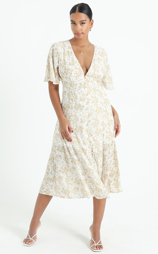 Thea Dress in Mustard Floral