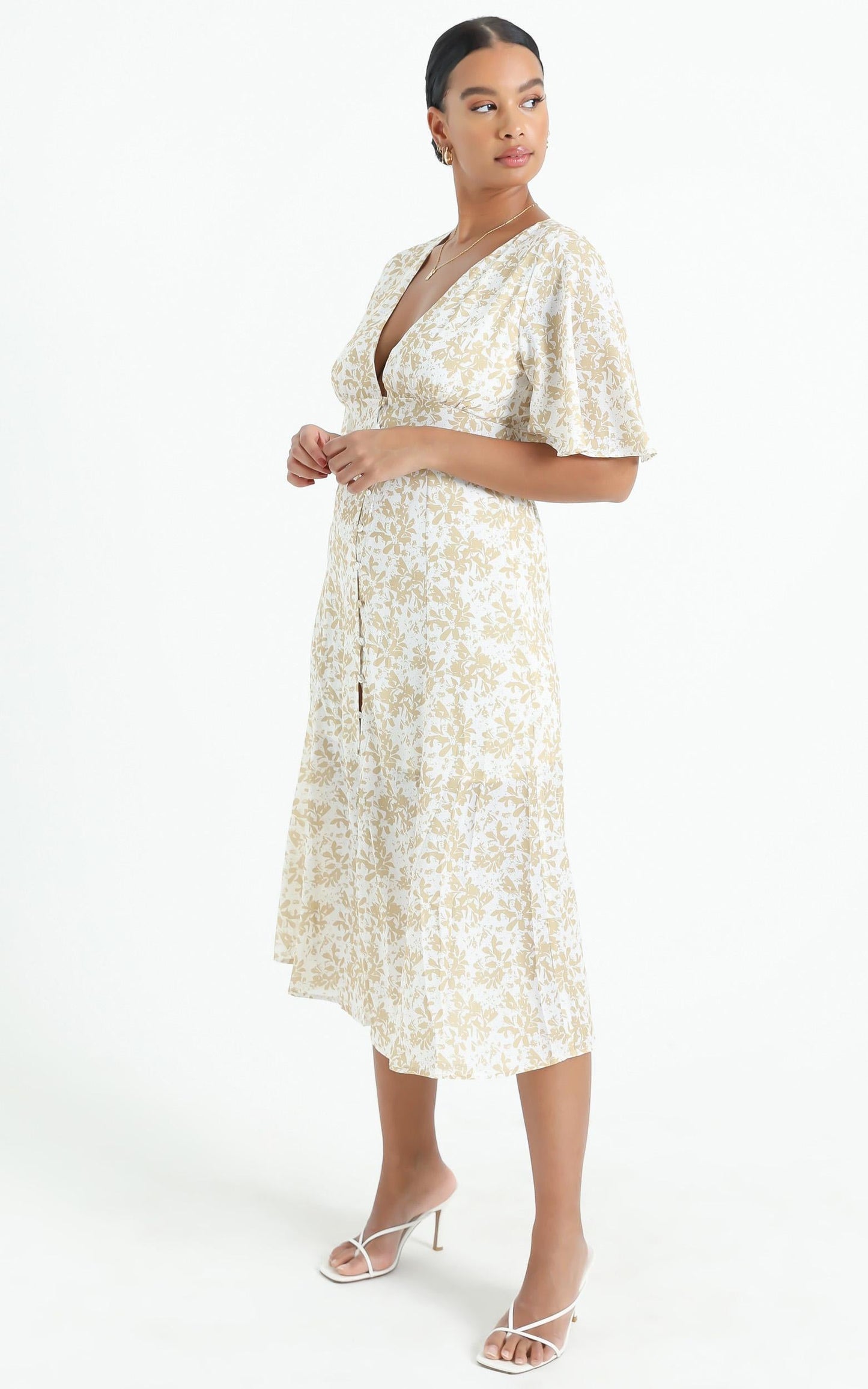 Thea Dress in Mustard Floral