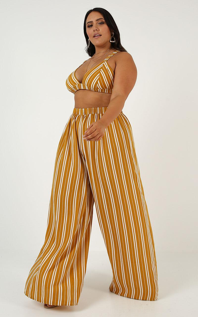 There You Were Two Piece Set In Mustard Stripe