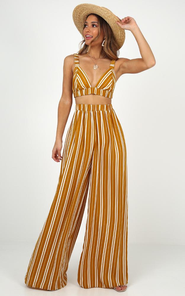 There You Were Two Piece Set In Mustard Stripe