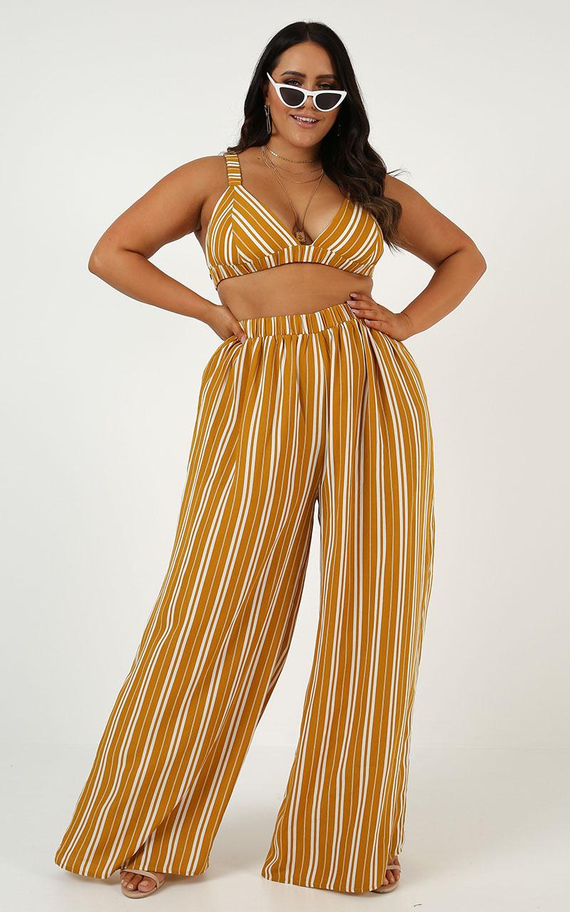 There You Were Two Piece Set In Mustard Stripe