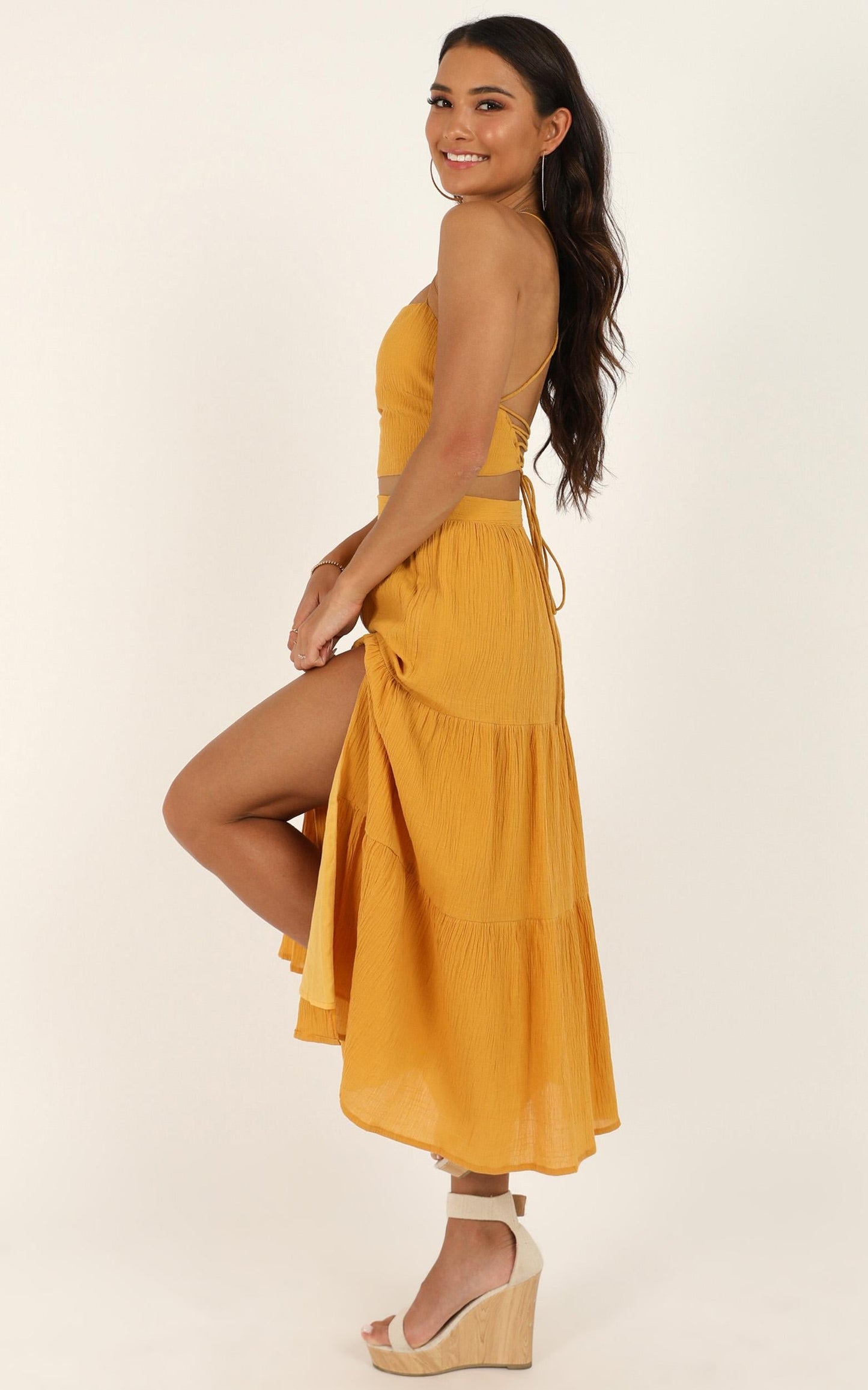 They Had It Coming Two Piece Set In Mustard