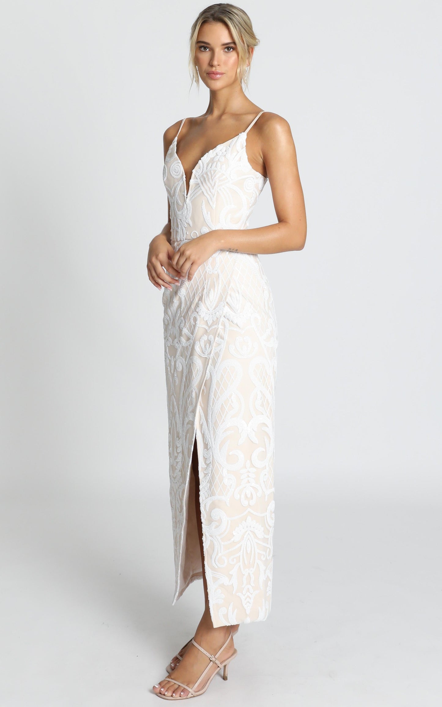 This Is Love Gown In White Sequin