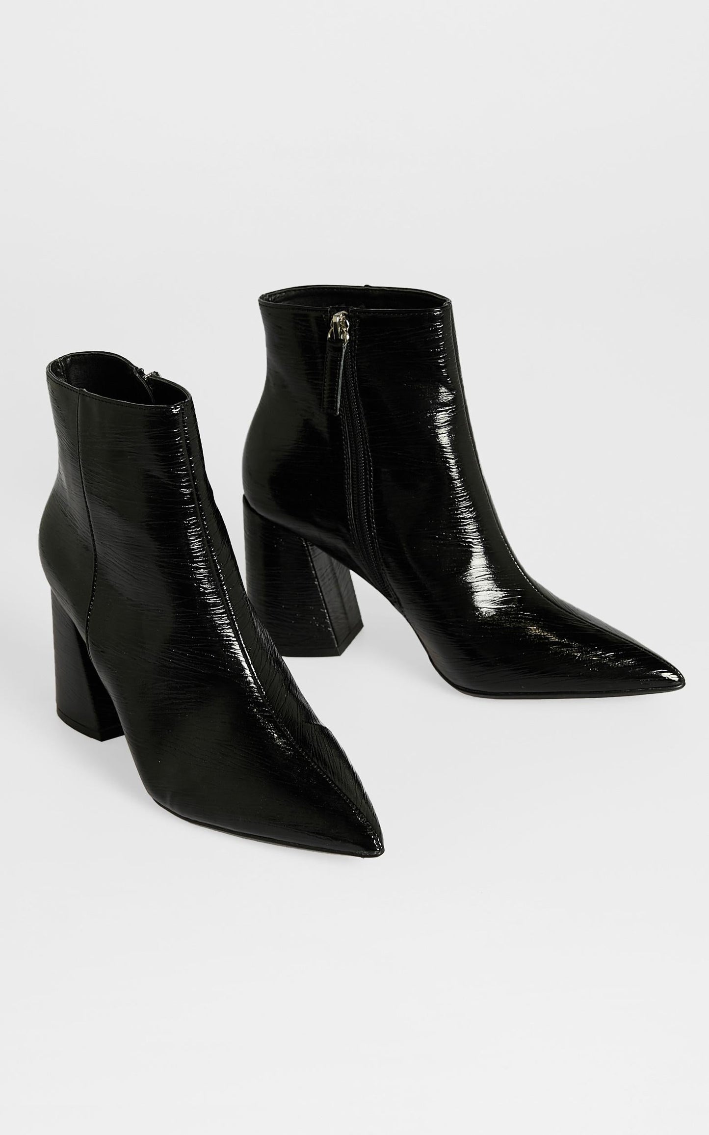 Therapy - Cleo Boots in Black Crinkle Patent