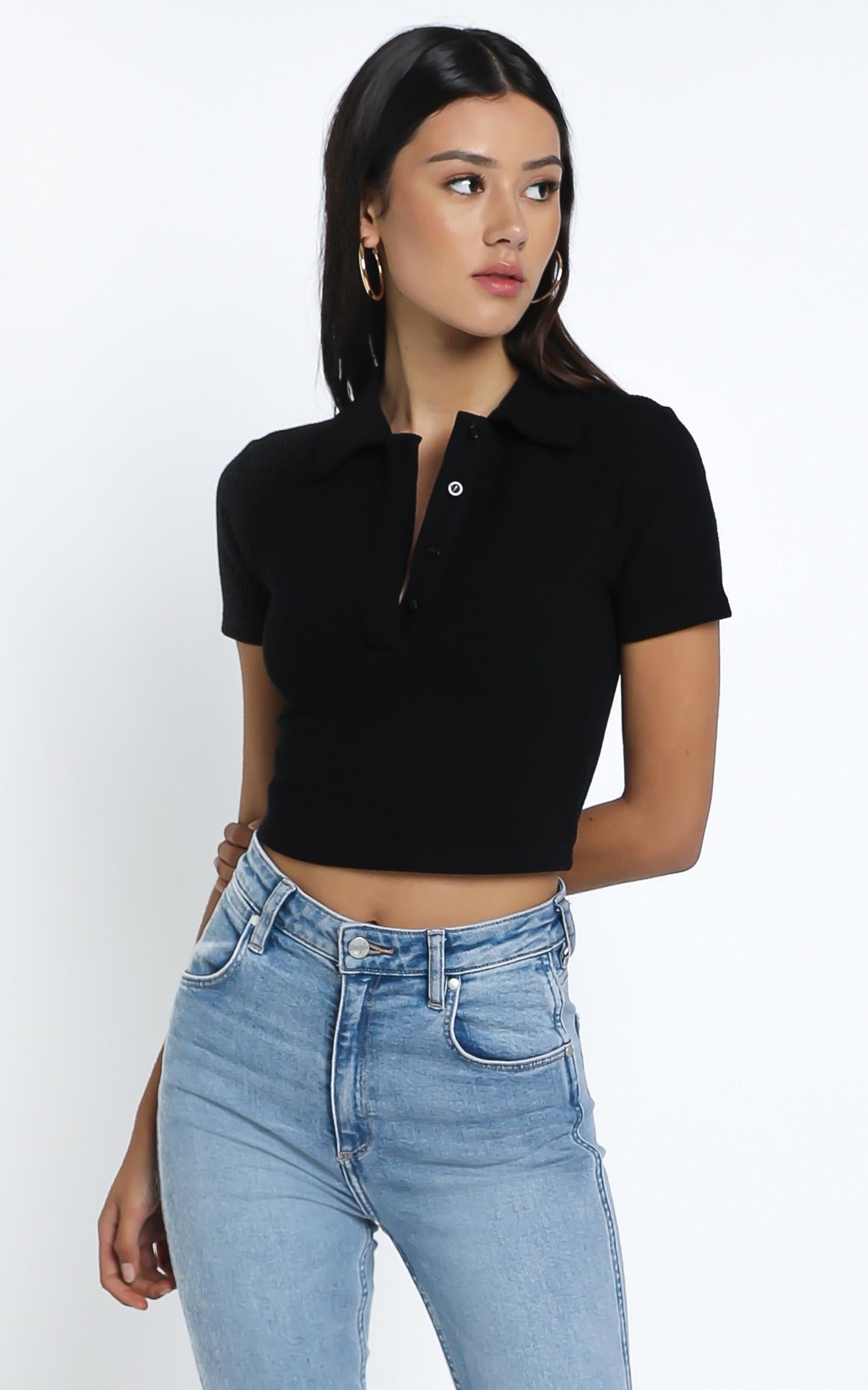 Tia Top in Black Rib