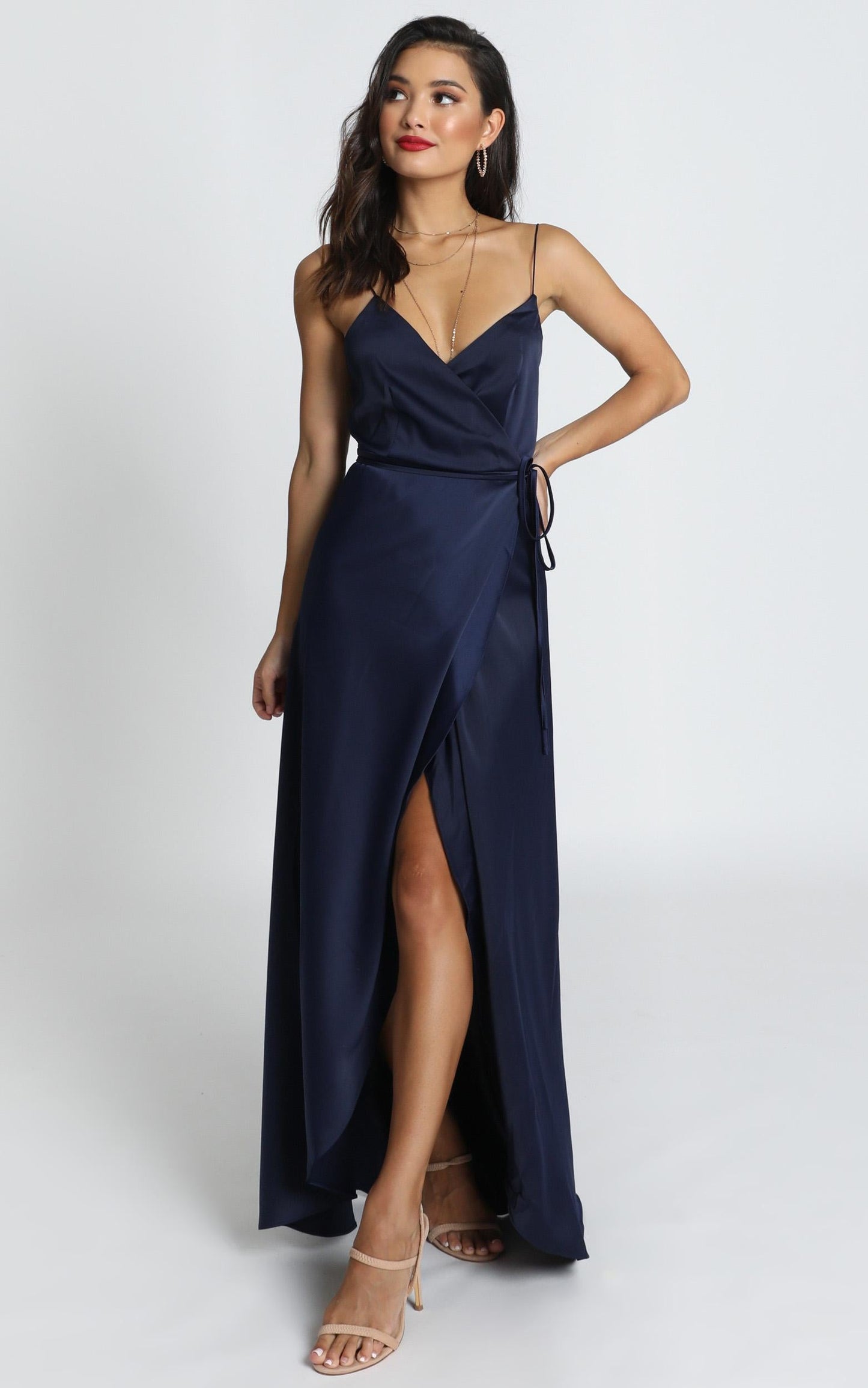 Mine Would Be You Dress in Navy Satin