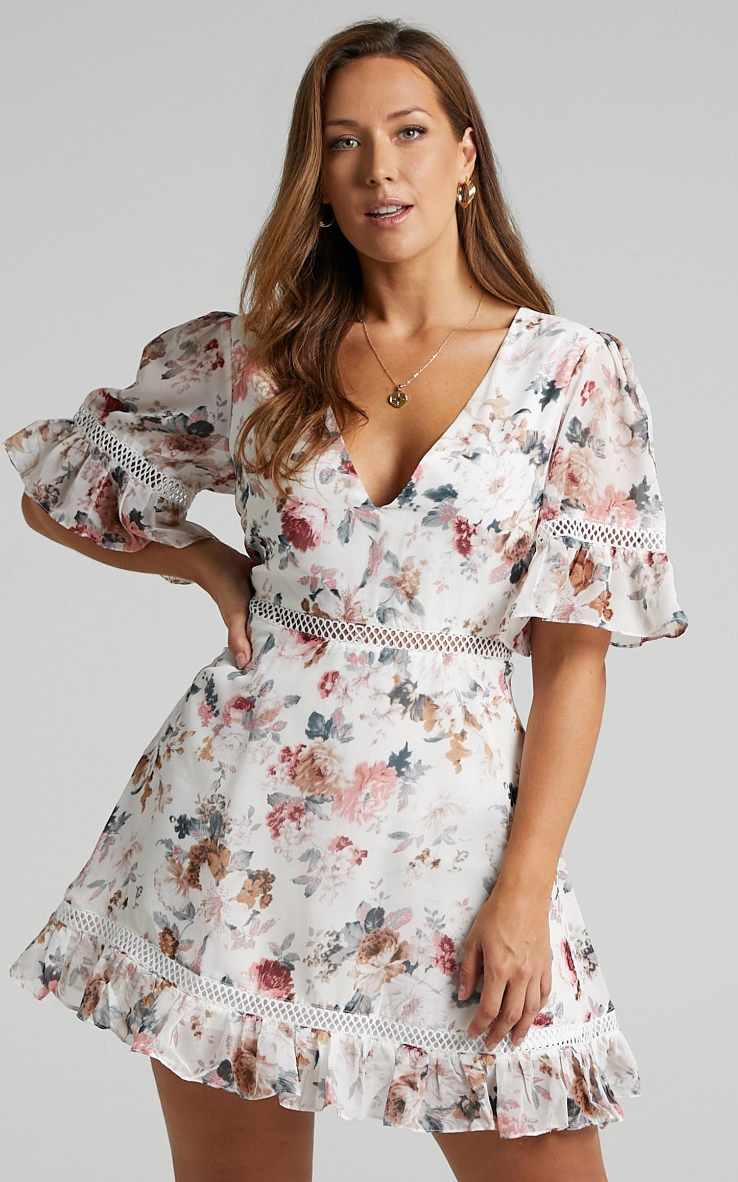 My Darkest Night Dress in White Floral