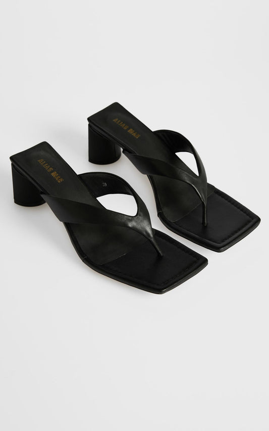 Alias Mae - Noah Sandals in Black Kid Leather