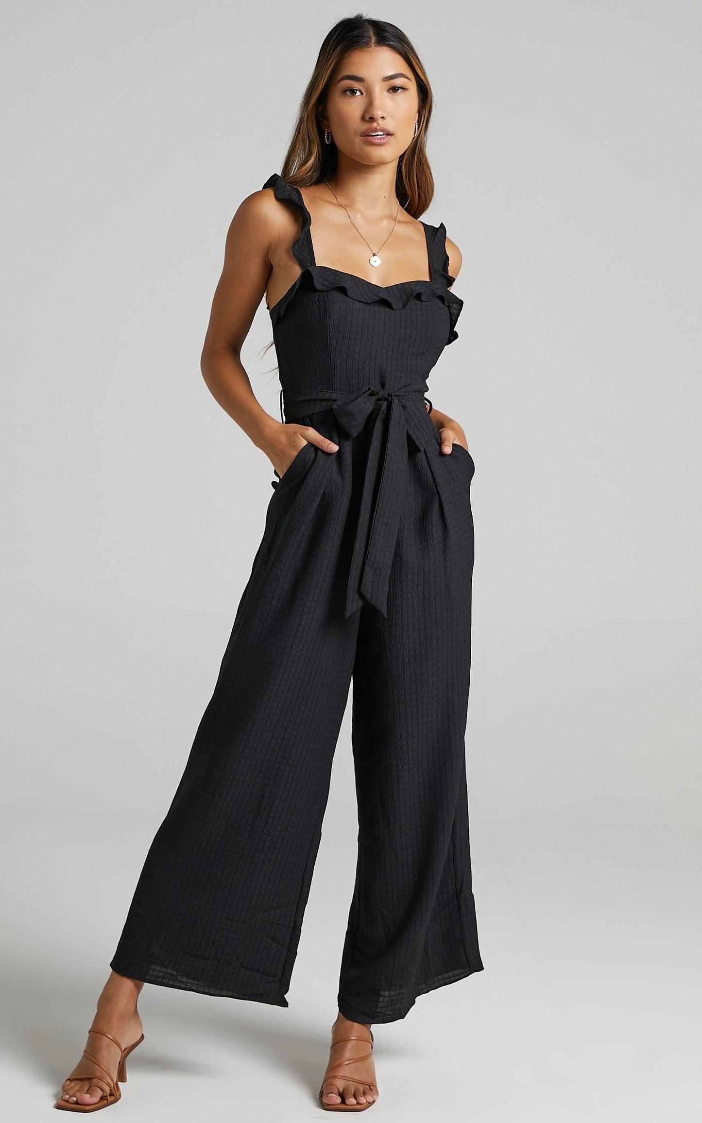 Cynthia Ruffle Jumpsuit in Black