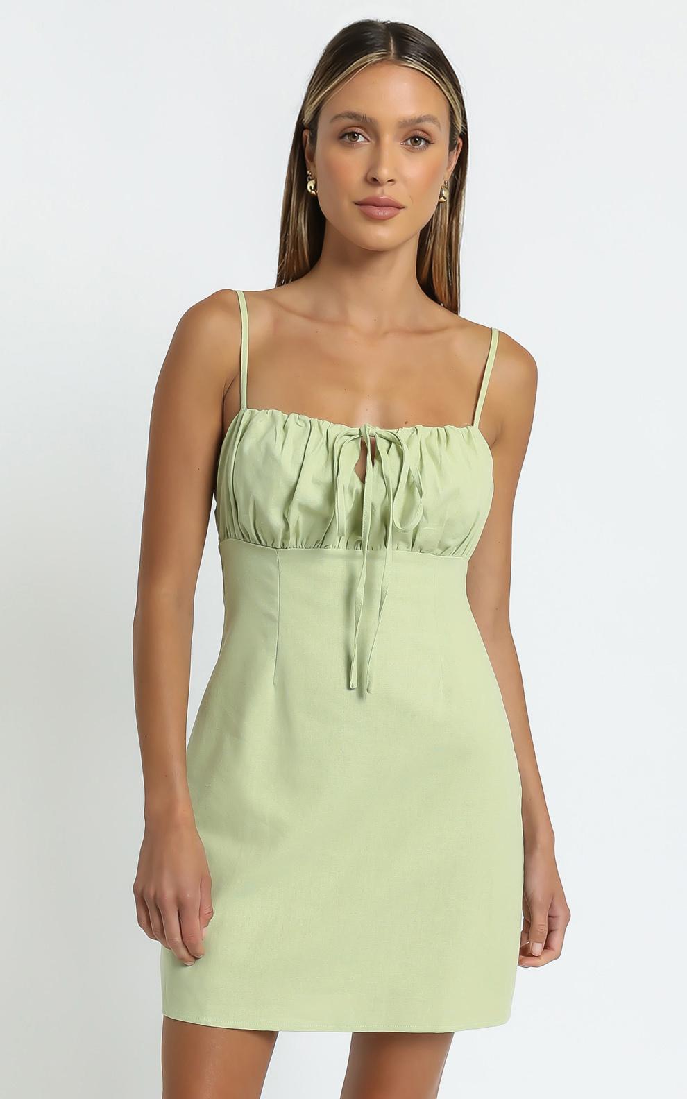Break Free With Me Dress in Pistachio Linen Look