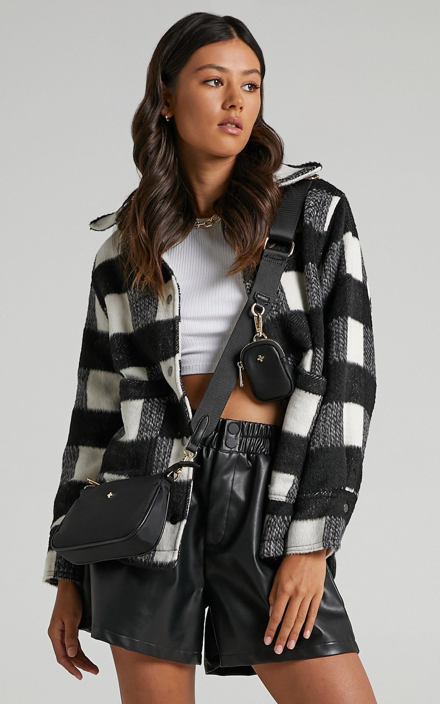 Bronx Shacket in Black Check