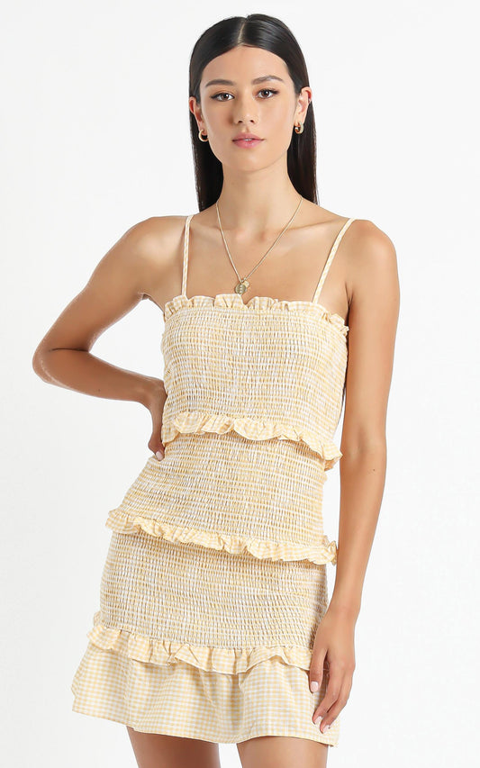 Brooke Dress in Yellow Check
