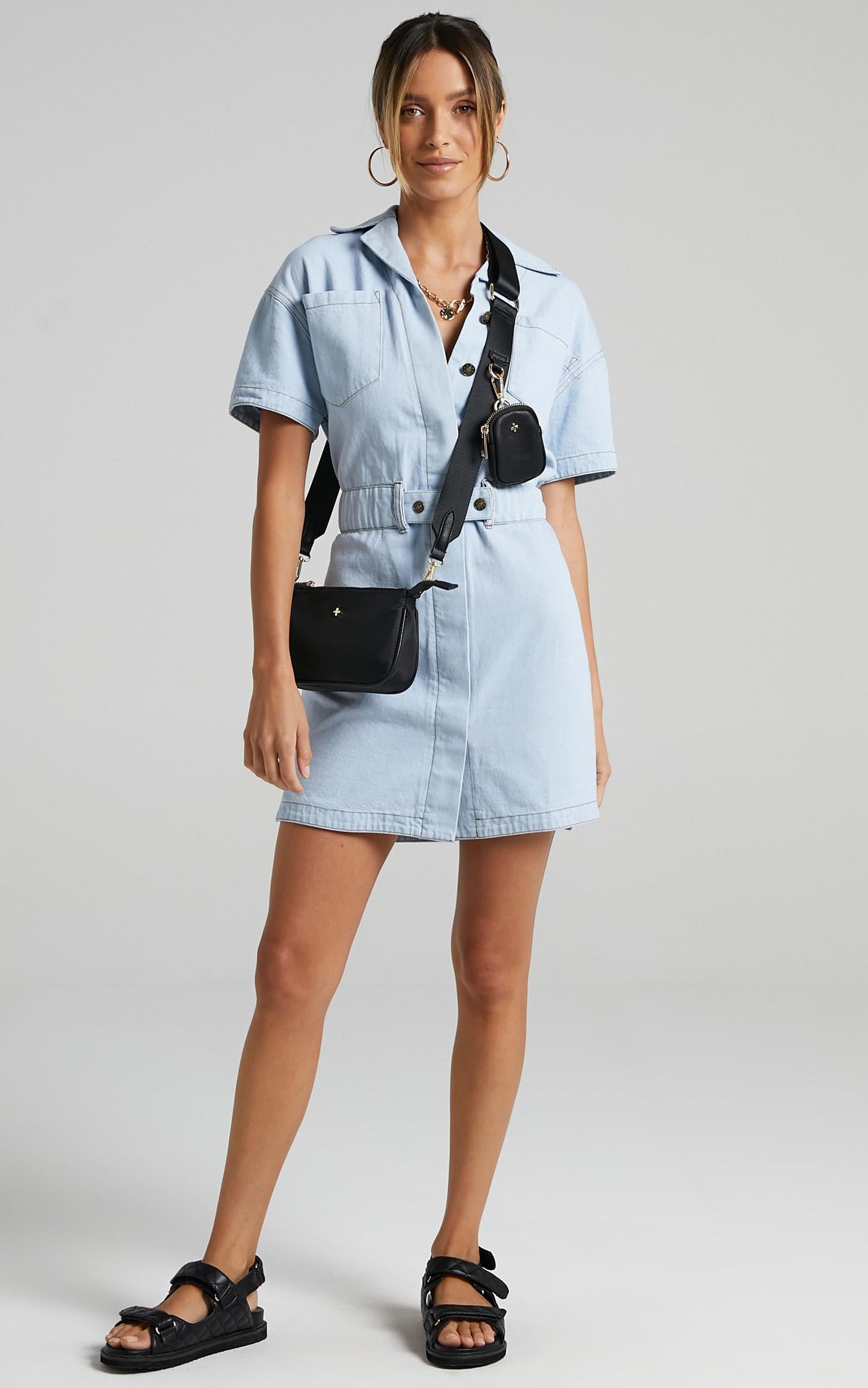 Lioness - Chateau Denim Mini Dress in Light Wash