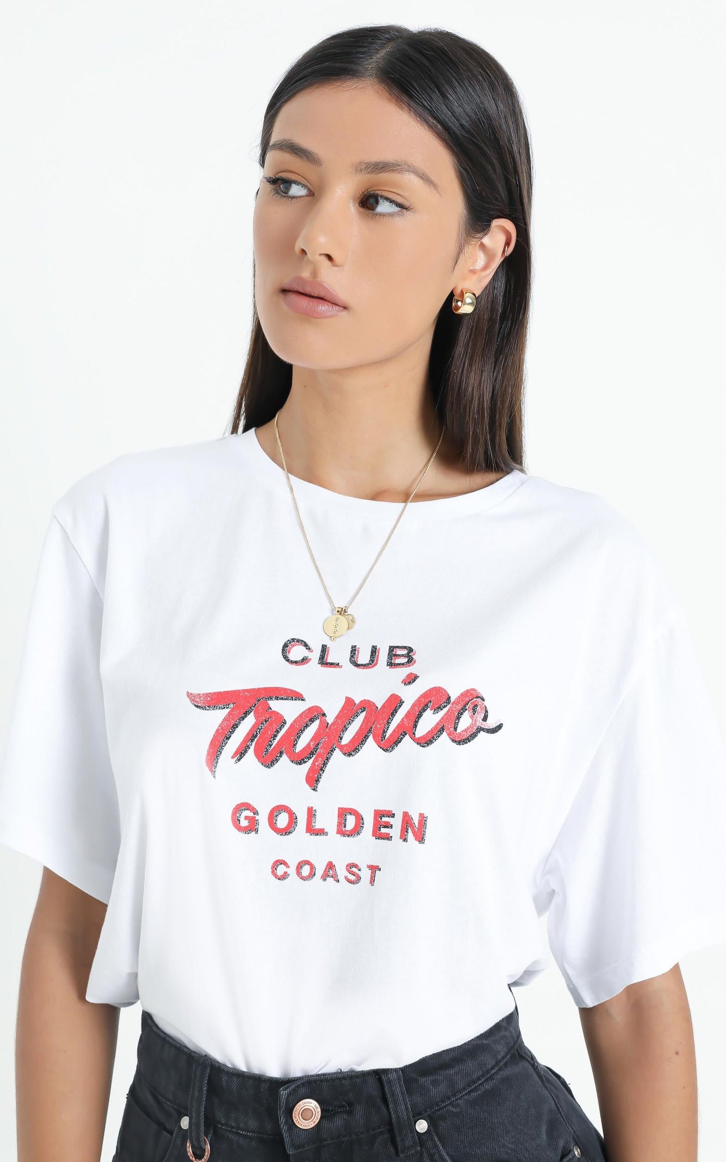 Charlie Holiday - Club Tropico Oversized Boyfriend Tee in White