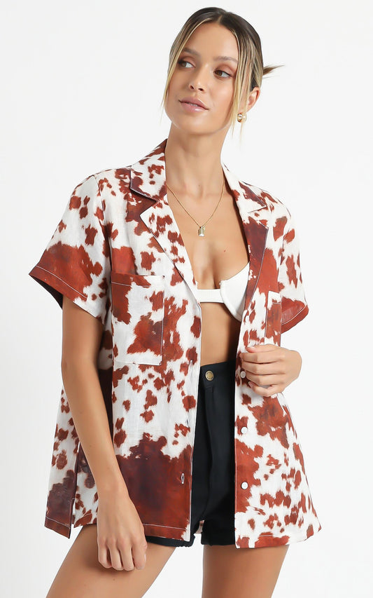 Cools Club - Safari Shirt in Cow Print Linen
