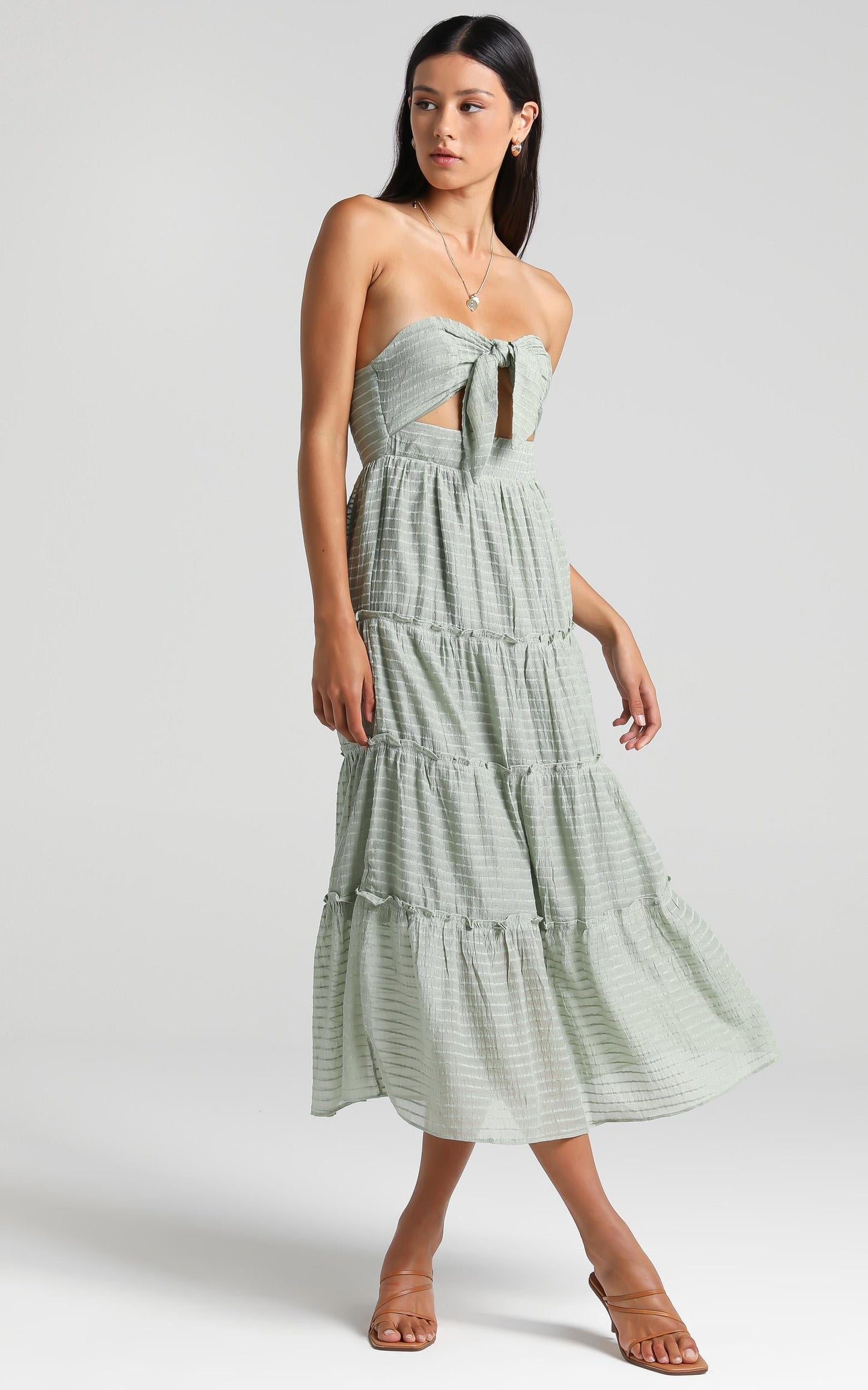 Tie Bust Maxi dress in Sage