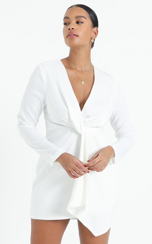 Stop Thinking About It Dress in White