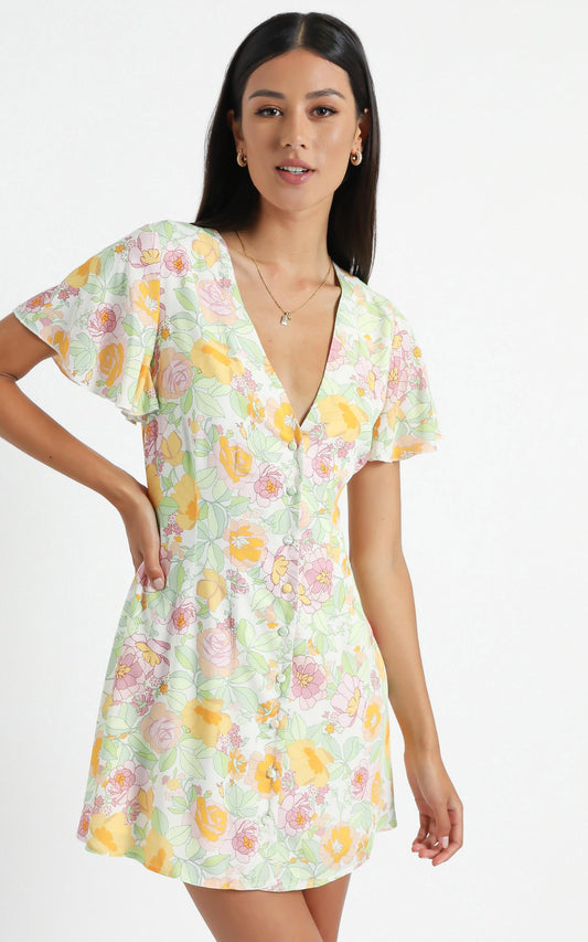 Daiquiri Dress in Linear Floral