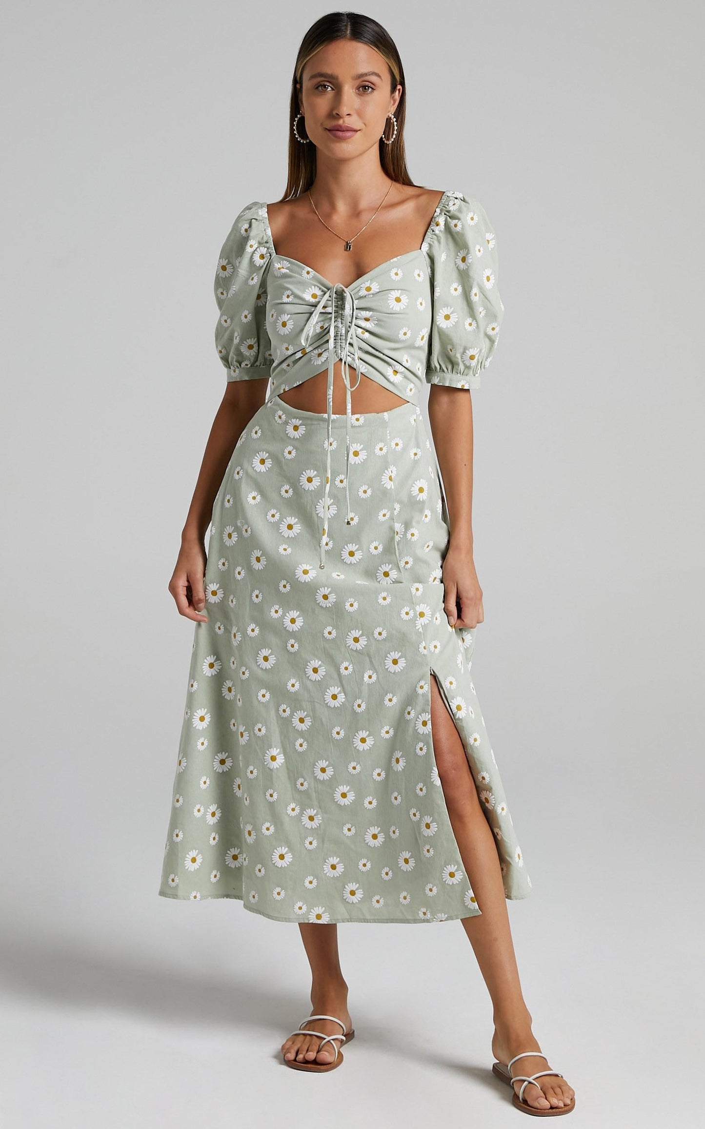 Elessar Dress in Sage Daisies