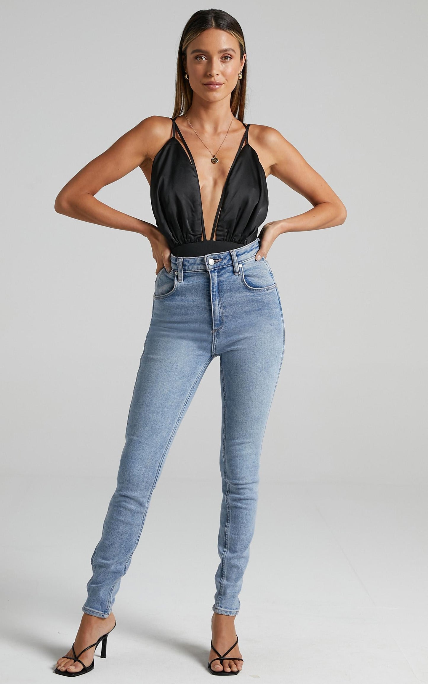 Esmeralda Bodysuit in Black Satin