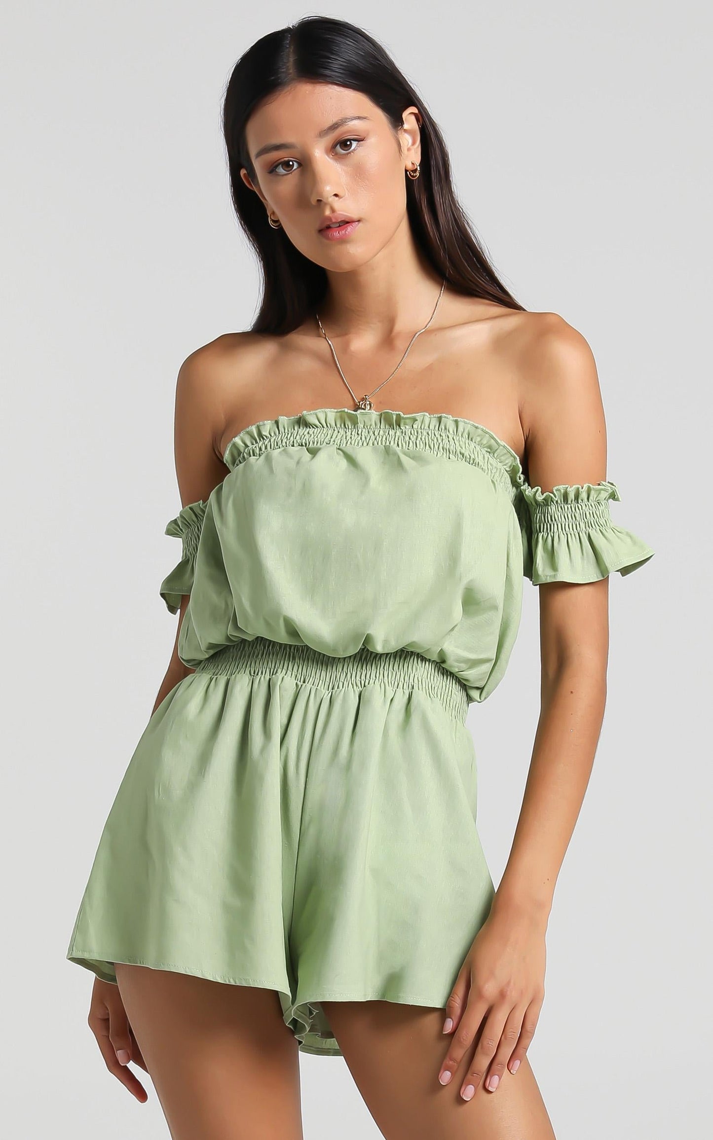 Finley Playsuit in Light Khaki
