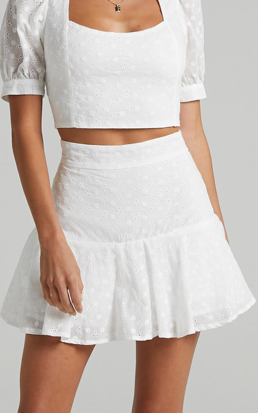 Gimli Skort in White Broderie