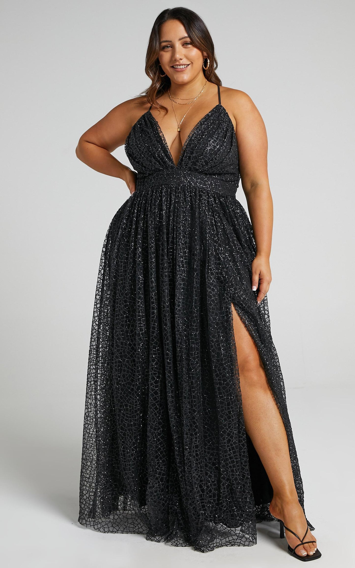 Lady Godiva Dress in Black Glitter Tulle