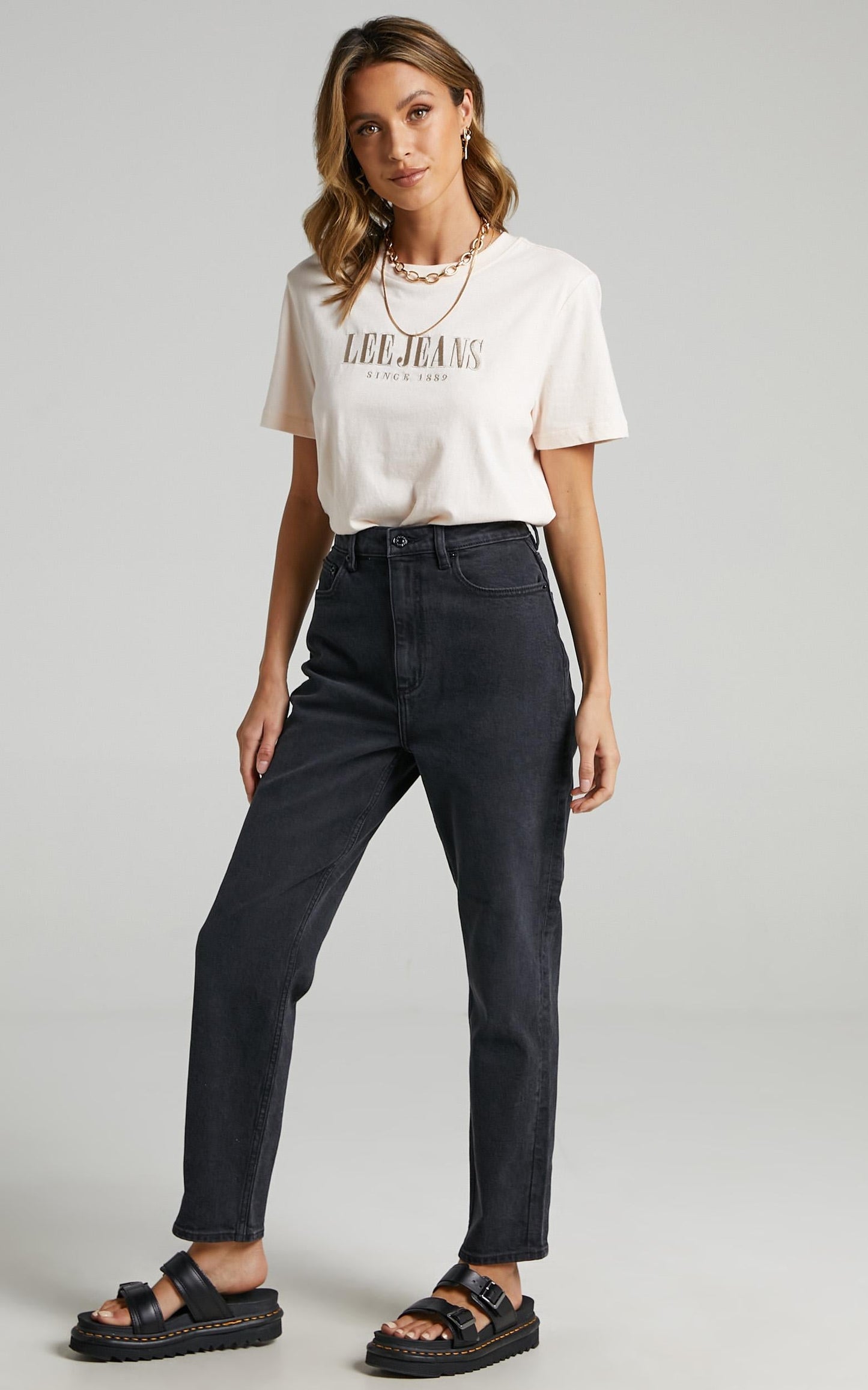 Lee - High Mom Jeans in Bias Black