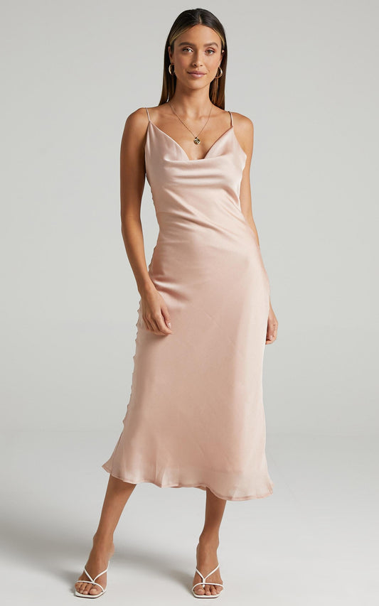 Malmuira Dress in Champagne Satin