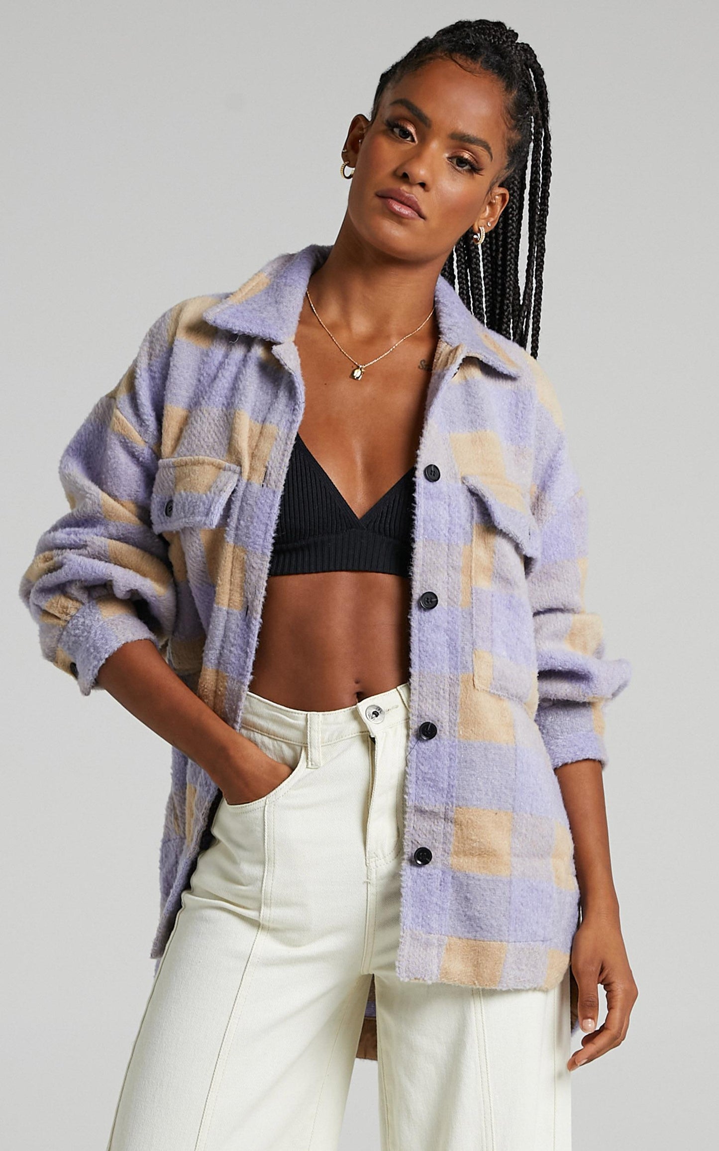 Manhatten Shacket in Blue Check