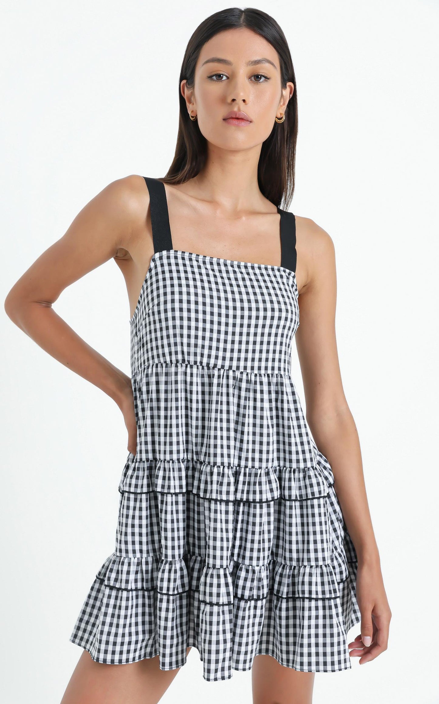 Ora Dress in Black Gingham Check
