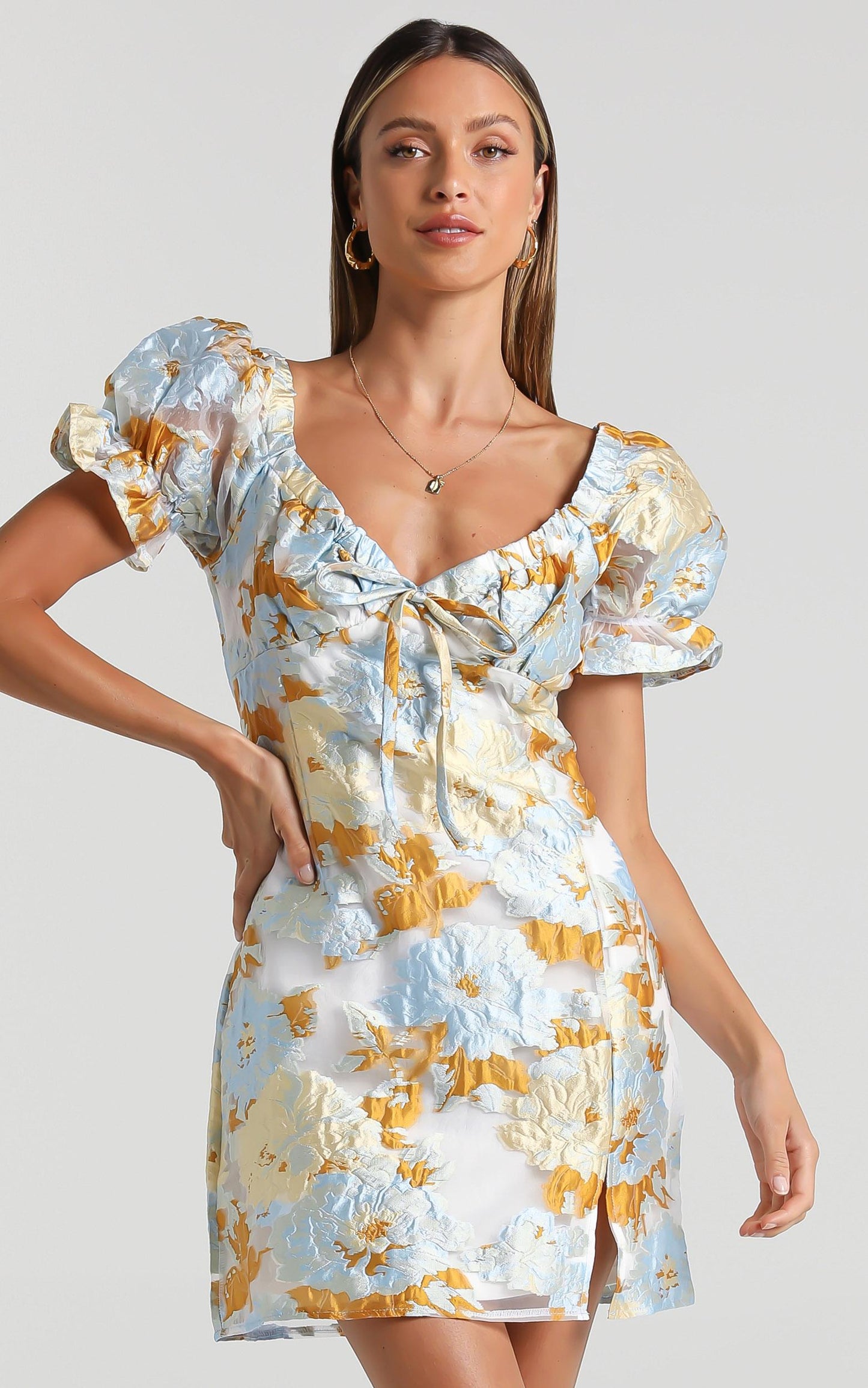 Rachelle Dress in Blue Floral