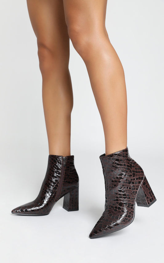 Therapy - Alloy Boots In Choc Croc