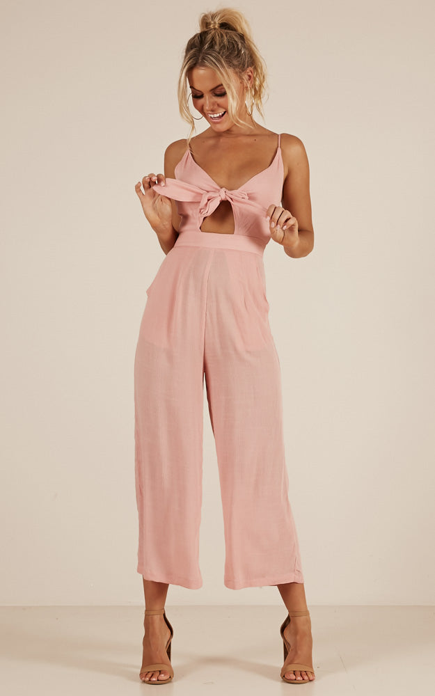 Renewed Jumpsuit in Blush Linen Look
