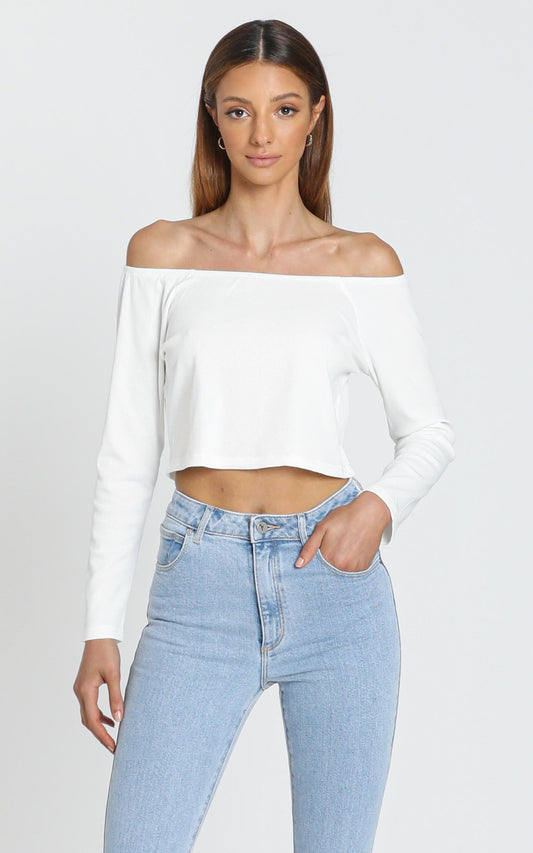 Helena Long Sleeve Top in White