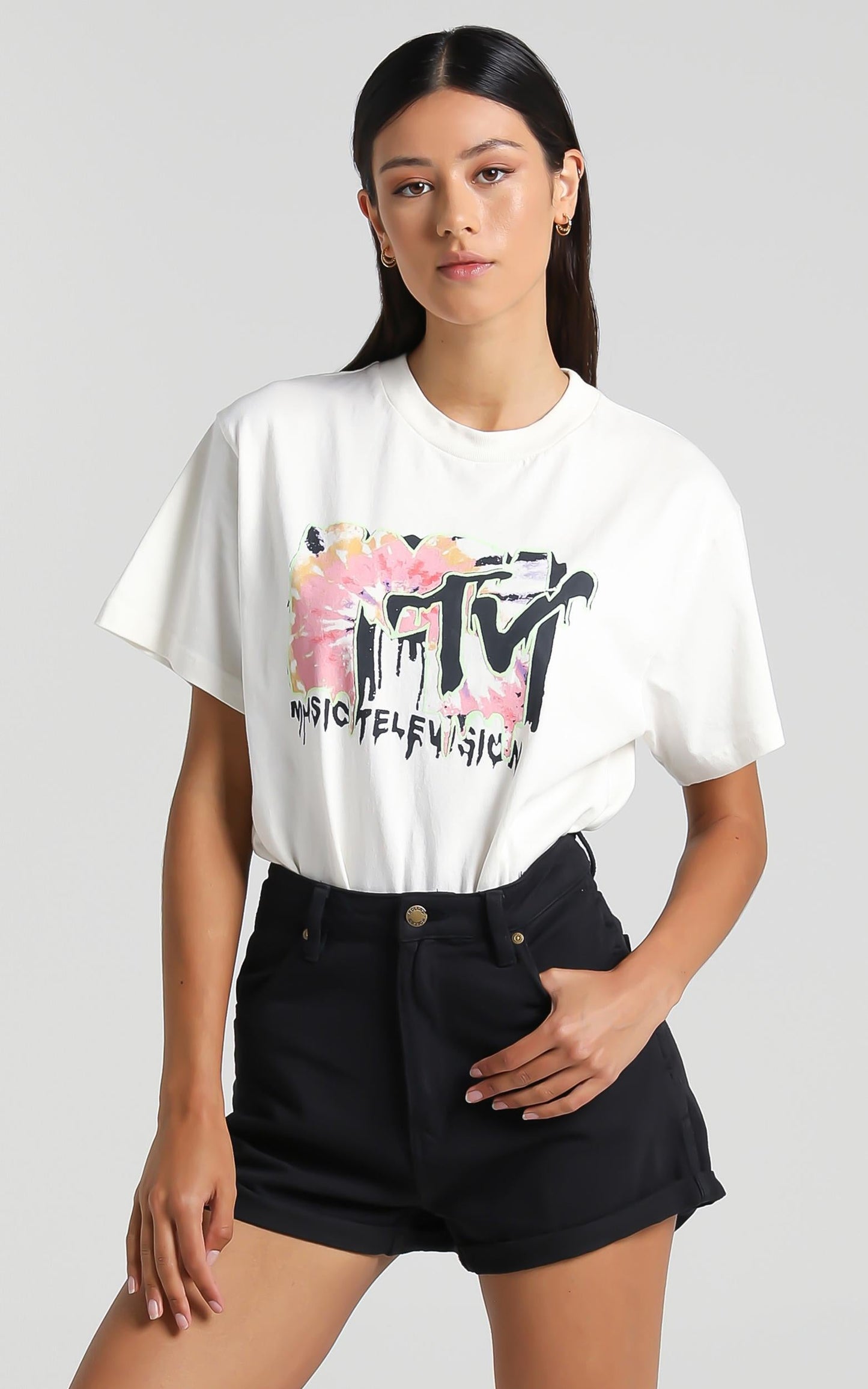 Rollas - Tomboy MTV Tie Dye Tee in White