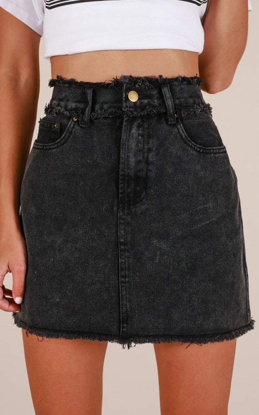 No Stopping Us Denim Skirt In Black