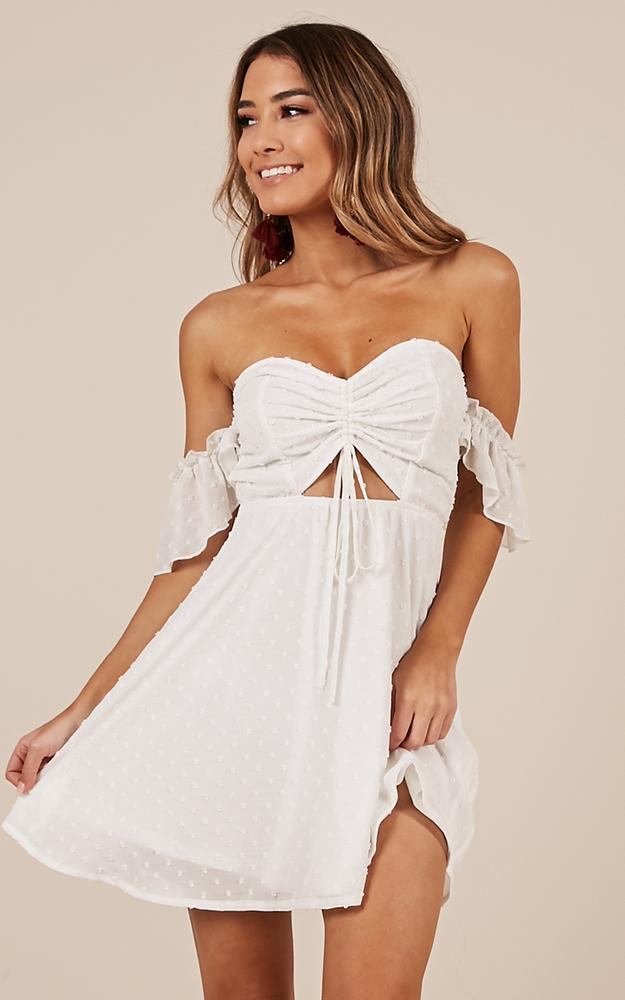 Take Flight Dress in White Dot