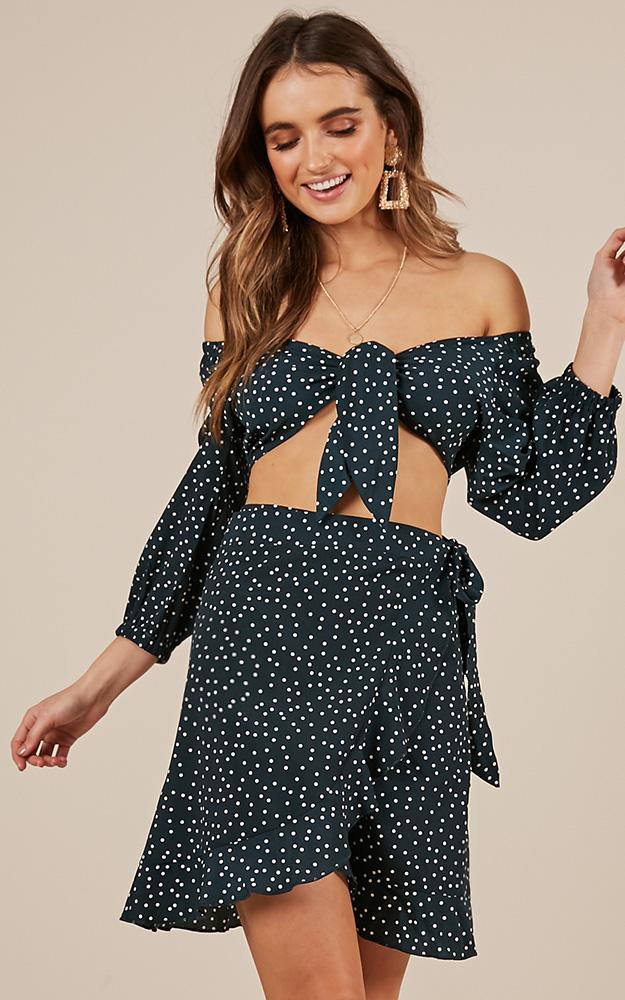 Feeling Sentimental Two Piece Set In Forest Green Spot